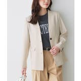 杢ライトベージュ | 選べる接触冷感リネンライクジャケット テーラード きちんと感 | Pierrot