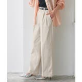 ライトグレージュ | エステルツイルタックワイドパンツ ツイル ラフ | Pierrot