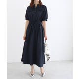 ネイビー | 接触冷感リネンライクワンピース 着心地 暑い季節 | Pierrot