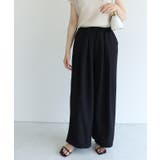 ブラック | 接触冷感リネンライクタックワイドパンツ ワイドパンツ 接触冷感 | Pierrot