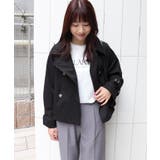 ブラック | キャンディースリーブショートトレンチコート トレンチコート ショート丈 | Pierrot