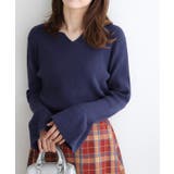 ネイビー | キーネックフレアスリーブニット ニット キーネック | Pierrot