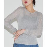 杢グレー | [ECLAM] 袖シャーリングシアーカットソー カットソー | Pierrot