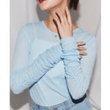 ライトブルー | [ECLAM] 袖シャーリングシアーカットソー カットソー | Pierrot