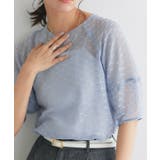 ライトブルー | リボンフリンジジャカードブラウス ブラウス ジャカード | Pierrot