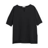 ブラック | バイオシルケットキーネックTシャツ Tシャツ キーネック | Pierrot