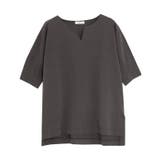 チャコールブラウン | バイオシルケットキーネックTシャツ Tシャツ キーネック | Pierrot