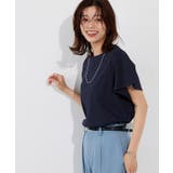 ネイビー | ひんやりシルキーフレアスリーブカットソー カットソー フレア袖 | Pierrot