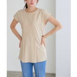 ライトベージュ | ひんやりシルキーフレンチスリーブチュニックカットソー カットソー フレンチスリーブ | Pierrot