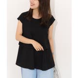 ブラック | ひんやりシルキーティアードフリルカットソー カットソー 接触冷感 | Pierrot