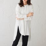 オフホワイト | ノーカラーチュニックブラウスノーカラー ブラウス スリット チュニック | Pierrot