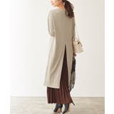 ライトベージュ | バックスリットロングトップス ワンピース ニットワンピース ロングトップス T | Pierrot