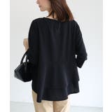 ブラック | バックフレアデザインTブラウス 春 ブラウス | Pierrot