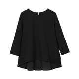 ブラック | バックフレアデザインTブラウス ブラウス シャツ カットソー 7分袖 | Pierrot