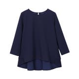 ネイビー | バックフレアデザインTブラウス ブラウス シャツ カットソー 7分袖 | Pierrot