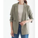 ライトカーキ | 麻混ダブルボタンジャケット ジャケット テーラードジャケット スーツ 麻混 | Pierrot