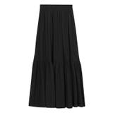 ブラック | ギャザー切り替えロングスカート ロングスカート ギャザースカート ロング丈 | Pierrot