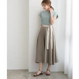 麻混配色ベルトフレアスカート フレアスカート フレア ロング丈 ミモレ丈 膝下 | Pierrot | 詳細画像9 