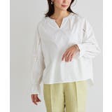 オフホワイト | ハシゴレースキーネックブラウス シャツ ブラウス | Pierrot