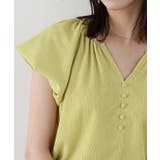 キーネックパフスリーブブラウス ブラウス フレンチスリーブ | Pierrot | 詳細画像6 