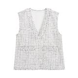 オフホワイト | ツイードフリンジベスト ベスト ツイード | Pierrot