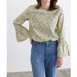 ライトグリーン | 花柄ベルスリーブブラウス ブラウス ベルスリーブ | Pierrot