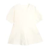 オフホワイト | 構築袖ペプラムニット スポンジニット ペプラムシルエット | Pierrot