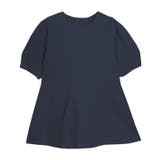 ネイビー | 構築袖ペプラムニット スポンジニット ペプラムシルエット | Pierrot