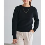 ブラック | 裏シャギーボートネックニット ネックレス アクセサリー | Pierrot