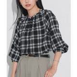 チェック/ブラック | 選べる柄2wayギャザーブラウス ブラウス ギャザー | Pierrot