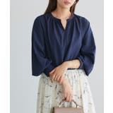 無地/ネイビー | 選べる柄2wayギャザーブラウス ブラウス ギャザー | Pierrot