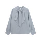 スモークブルー | ラッフルタイデザインブラウス ブラウス ラッフルタイ | Pierrot