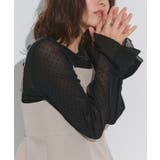 ドット/ブラック | ネックと柄が選べるフレアスリーブシアーカットソー カットソー シアー素材 | Pierrot