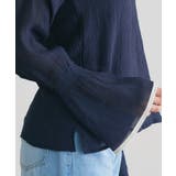 配色デザインシャーリングブラウス ブラウス サッカー素材 | Pierrot | 詳細画像6 