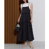 ブラック×オフホワイト | インナーセットティアードフリルキャミワンピース ワンピース キャミ | Pierrot