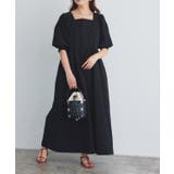 ブラック | リップルパフスリーブワンピース ワンピース リップル素材 | Pierrot