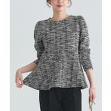 ブラック | ツイードペプラムカットソー カットソー ツイード | Pierrot