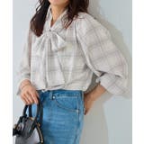 チェック/アイボリー | 柄が選べる2wayリボンギャザーブラウス ブラウス 2way | Pierrot