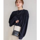 ネイビー | ギャザーデザインボリュームブラウス ブラウス ギャザー | Pierrot