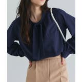 ネイビー | 裏微起毛タイパフブラウス ブラウス 裏微起毛 | Pierrot
