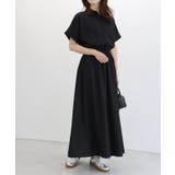 ブラック | スキッパーフレアワンピース 薄手 女性らしい | Pierrot