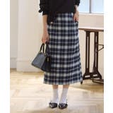 A/ネイビー | チェック柄ミドルIラインスカート 30代 40代 | Pierrot