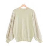 オフホワイト | プリーツ袖ニット ☆ ニット プリーツ袖 プリーツ レーヨン混 シフォン | Pierrot