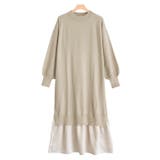 ライトベージュ | サテンドッキングニットワンピース ワンピース サテン | Pierrot