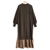 ブラウン | サテンドッキングニットワンピース ワンピース サテン | Pierrot