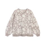 グレージュ | フラワージャカードVネックニット ニット Vネック | Pierrot