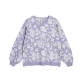 スモークブルー | フラワージャカードVネックニット ニット Vネック | Pierrot