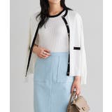 配色/オフホワイト | ゴールドボタンアンサンブルニット 春 アンサンブルニット | Pierrot