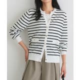 ボーダー/オフホワイト | ゴールドボタンアンサンブルニット 春 アンサンブルニット | Pierrot