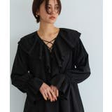 ブラック | [RASW]レースアップフリルブラウス ブラウス レースアップ | Pierrot